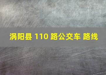 涡阳县 110 路公交车 路线